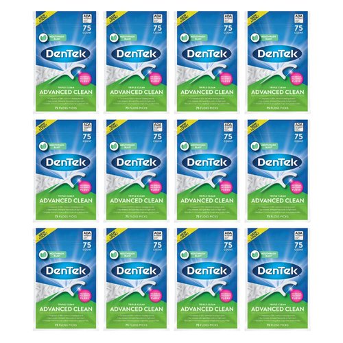 DenTek Triple Advanced Clean Mouthwash Blast Floss Picks, 75 Count, (Pack of 12)