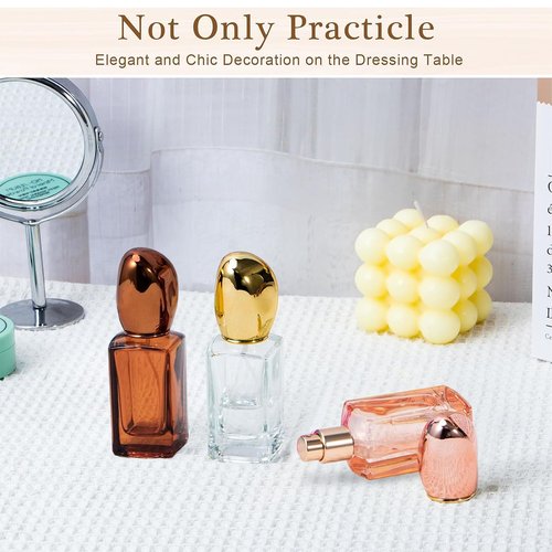 Yebeauty 3pcs 30ml Refillable Perfume Bottles, Glass Perfume Bottles Empty Atomizer Mist Spray Bottle for Perfume Cologne Dispenser, Clear Pink Amber