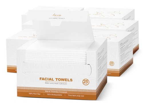 LUXU Clean Face Towels,Disposable Face Towel, Facial Washcloth, Makeup Remover Dry Wipes,175 Ct，Clean Facial Towels for Sensitive Skin,Soft and Thick for Nursing, Cruelty Free,Biodegradable