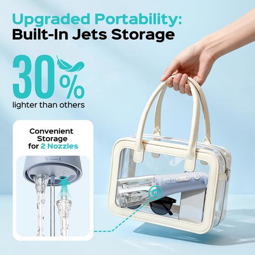 COSLUS Portable Water Flosser for Teeth: 3 Modes & 6 Pressure Settings with Jet Mode Water Dental Pick for Orthodontic, Braces, Sensitive Gums, Compact for Travel, 300ML for Multiple Users, Blue C51