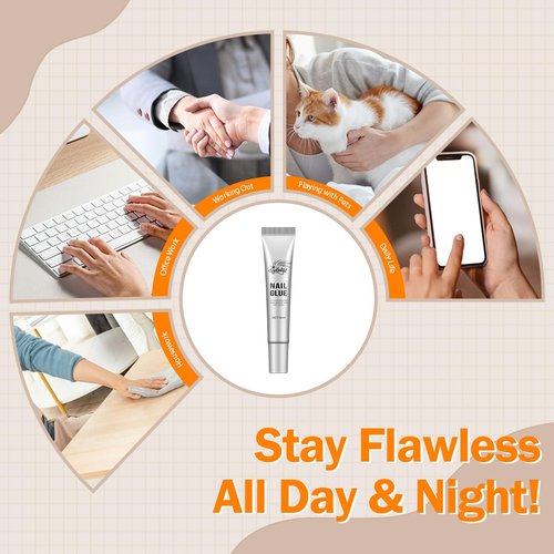 GELLAKTIK 10g Nail Glue for Press On Nails - Super Strong, Quick Drying, Long Lasting Adhesive for Fake Acrylic Nails & Tips, No UV Light Needed, Includes Nail Glue Remover for Press On Tips