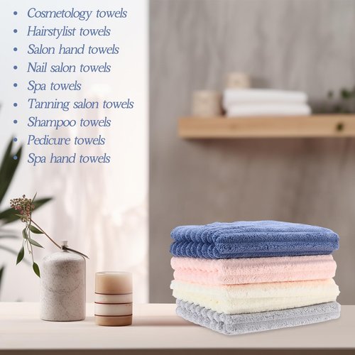 Shimeyao Bleach Proof Towels Microfiber Absorbent Resistant Hair Hand Towels Bulk Quick Dry for Barber Gym Bath Spa Shaving(40 Pack,Morandi Color,Stylish)
