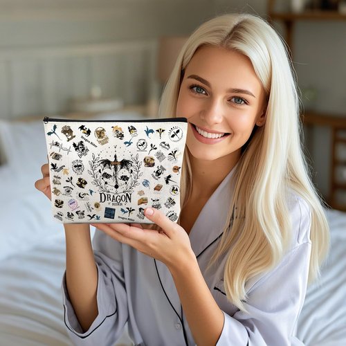 VeloKomo 4th Wing Cosmetic Bags - Fantasy Book Merch Makeup Bag for Dragon Lovers Fans Bookish Gifts Decor Personalized Zipper Small Toiletry Pouch for Girls Women Graduation Birthday Party Travel