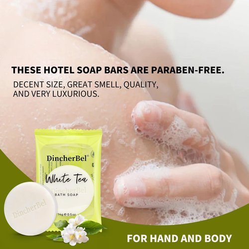 DincherBel 100 Pack 0.5oz Travel Soap, Mini Round Cleansing Bars Soap Bulk Travel Size, Individually Wrapped Toiletries Amenities for Hotel, Airbnb, Shelter, Camping and Traveling
