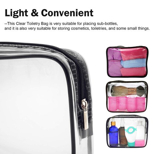Cosywell Clear Toiletry Bag Quart Size Bag Travel Makeup Cosmetic Bag PVC Toiletries Cosmetic Pouch for Women Men 3PCS (S)