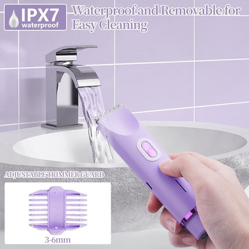 Beffkkip Ladies Electric Razor, 2 in 1 Dual Head Shaver Women, Bikini Trimmer for Women Personal Body Face Leg Arm Hair USB Charge Waterproof Wet and Dry (Purple)