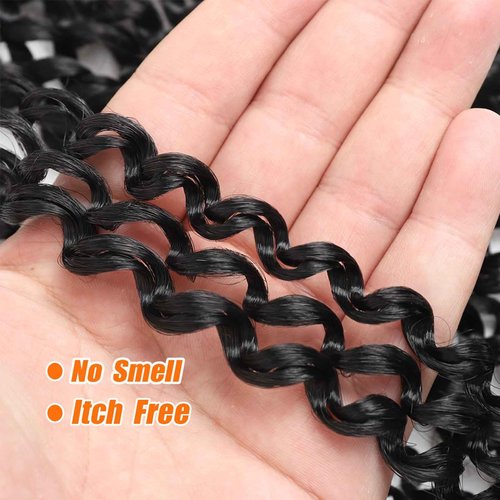Passion Twist Hair 24 Inch 7 Packs Black Water Wave Crochet Hair for Passion Twists Long Bohemian Braiding Protective Style Hair Extensions, Tangle Free, No odor, Skin Friendly (24 Inch 7 Packs,1B#)