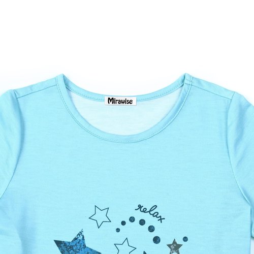 Mirawise Pajamas for Girls Blue Moon 3 Piece Pajama 8 9 8-10 Years Old Pant Pjs Set Cute