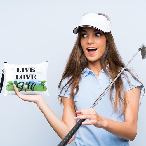 Shinylin 24 Pcs Golf Gift Bag Golf Cosmetic Bags Golf Accessories for Women Men Inspirational Golf Pouch Zipper Golf Toiletry Organizer Golf Wristlet Wallet for Golf Player Golf Lovers Gift,12 Style