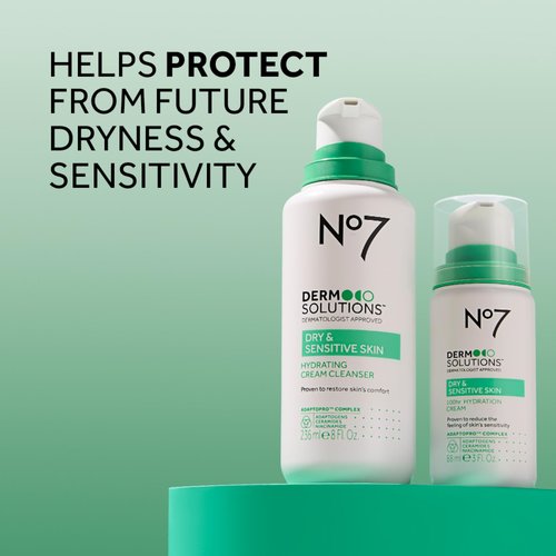 No7 Derm Solutions Hydrating Facial Cleanser & 100hr Face Moisturizer - With Ceramides, Niacinamide & Adaptogens to Maintain Skin's Moisture Barrier - For Dry & Sensitive Skin (2-Item Bundle)