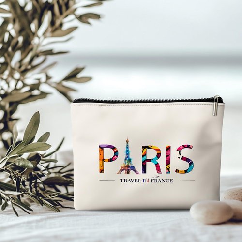Rone168 Paris Travel Gifts for Women Makeup Bag, Girl Travel Organizer Bag. 10x7 Inches