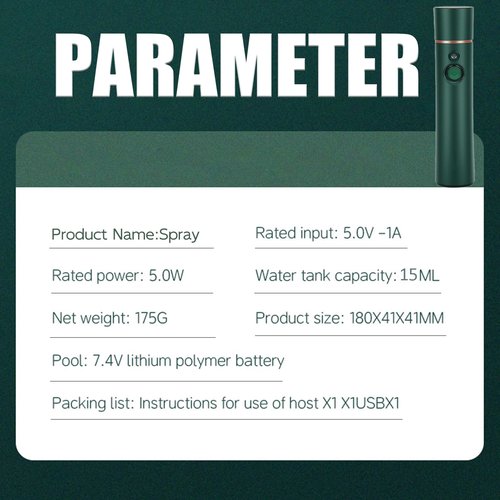 Elitzia Oxygen Facial Machine Oxygen Injection Skin Care Spa Nano Facial Mister Hydration Anti Aging Nourishing Handheld Atomizer Face Care Improve Absorption Portable Mist Sprayer Women 1PCS ETKD88SA