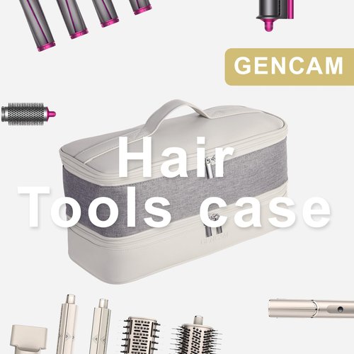 GENCAM Double-Layer Airwrap Travel Case for Shark Flexstyle, Carrying Case for Shark 430/440 Flexstyle, Travel Bag for Shark Flexstyle/Dyson Airwrap Styler and Attachments (light grey)