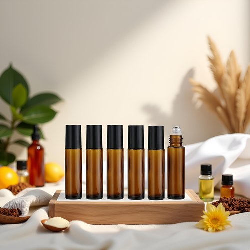 WsjiaboFux 10ml Roller Bottles for Essential Oils, 6Pcs Glass Roll on Bottles, Refillable Perfume Bottle, with Stainless Steel Roller Balls