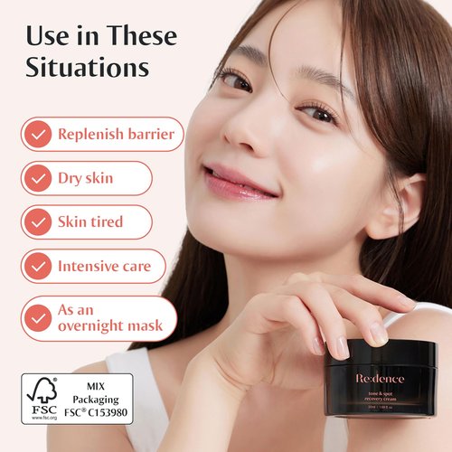[Redence] 5% Niacinamide & Triple Hyaluronic Acid Skin Barrier Moisturizer Cream for Even Tone, Deep Hydration & Sensitive Skin Care, 1.69 fl oz
