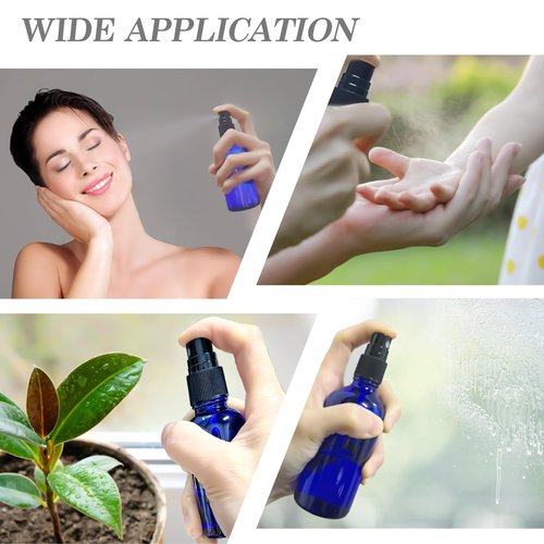 ALIFEIA 1 oz Glass Blue Spray Bottles,Small Empty Fine Mist Refillable Travel Spray Bottle for Cleaning,Perfume,Aromatherapy,Cosmetic Sprays,Hair,Essential Oils with Fine Mist Dispenser（3 Pack）