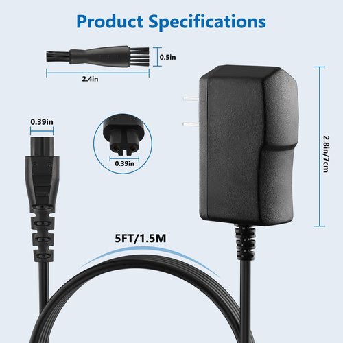 FNKTQL 5V for Remington Charger, Replacement Charger for Remington HC5870 HC4250 PF7500 PF7600 PG6250 PG6255 PG6170 PG6171 XR7000 XF8550 XF8700 Electric Razor Power Cord with Cleaning Brush