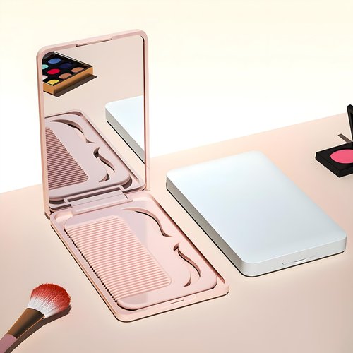 Jurrissa Protable Folding Mirror with Case, Compact Travel Mirror with Hair Comb for Purse Bag, Small Pocket Makeup Mirror for Women Girls,Easy to Carry(Pink)