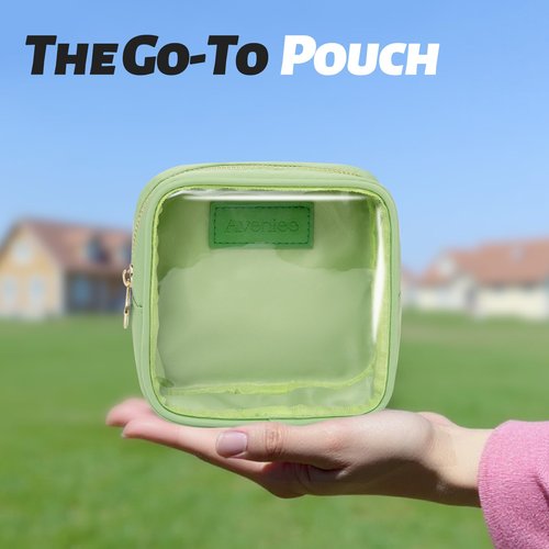 Aveniee Clear Makeup Bag, Small Pouches for Purse, Mini Cosmetic Bag for Inside Purse, Cute Organizer Bag for Travel Toiletry Lipstick-Green