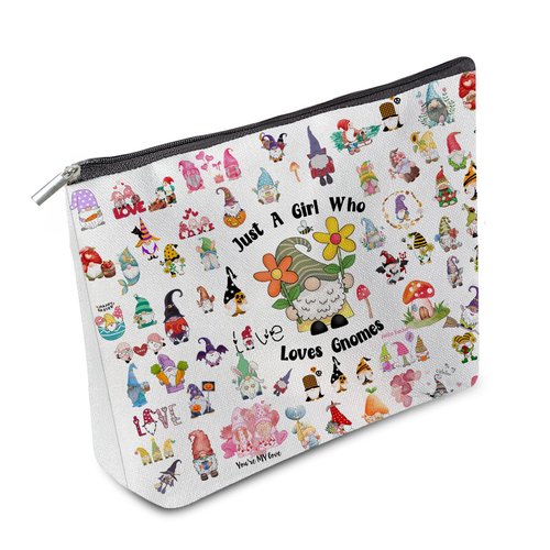 Odebyata Cute Gnome Makeup Bag, Gnome Themed Cosmetic Bag for Gnome Lovers, Adorable Gift Toiletry Pouch Organizer Bag for Daughter Besties Mom Grandma Girl Women Girlfriends Birthday Gift (Gnomes)