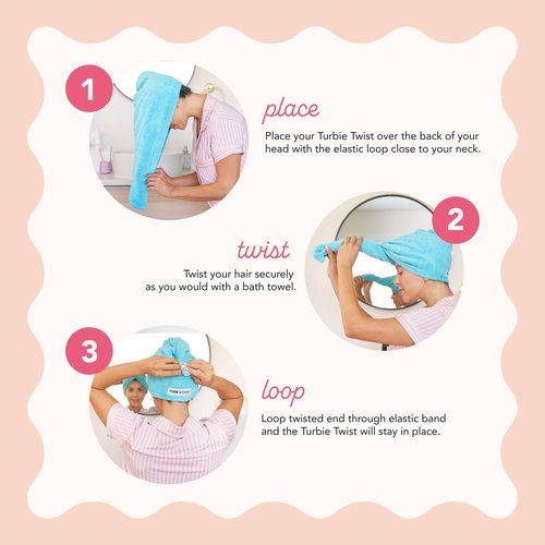 Turbie Twist 2-Pack Microfiber Hair Towel for Beauty, Travel, Gifting - Hair Wrap Turban for Straight, Wavy & Curly Hair - Premium Personal Care - Mermaid