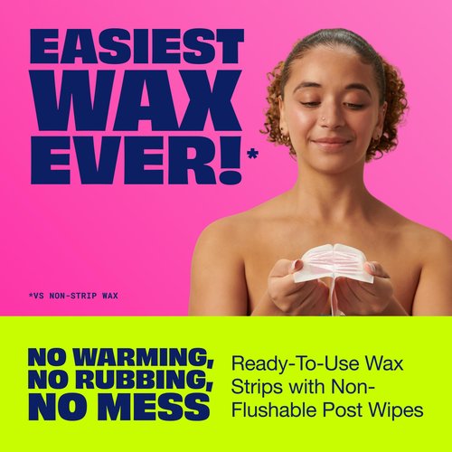 Nair Hair Remover Wax Ready Strips for Legs & Body, No Mess Waxing Kit for Hair Removal, 3-pack Wax Strips, 40ct Each Wax Kit