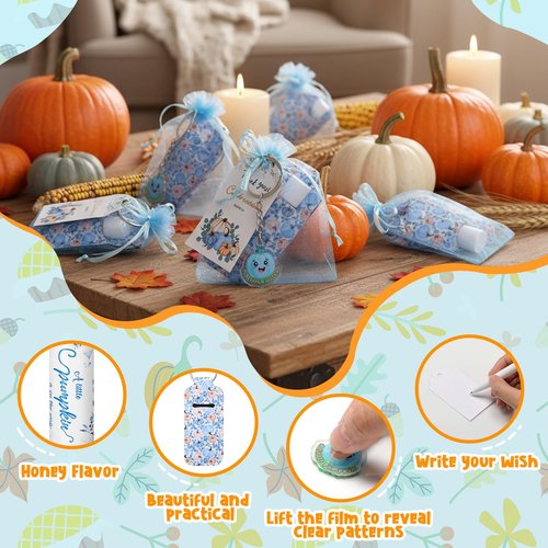 Swiffen 30 Sets Fall Pumpkin Baby Shower Favors Lip Balms Bulk Games Prizes Party Gifts for Winners Adults Guests Gender Reveal Favors Baby Shower Birthday Party Supplies Souvenirs Gift(Blue)