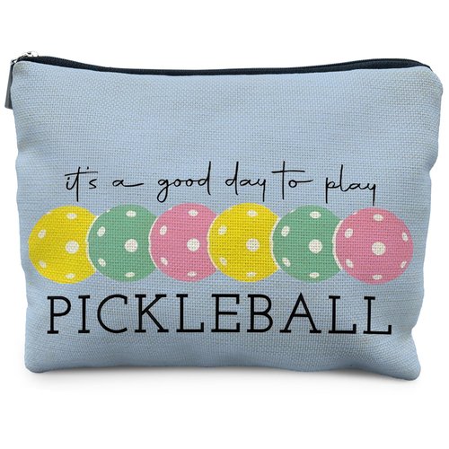 RYYCDOI Pickleball Gifts for Women: Colorful Makeup Bag, It's a Good Day to Play Cosmetic Toiletry Bag, Gifts for Pickleball Lovers (Blue)