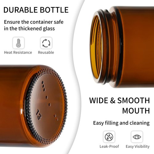 KEYWING 2 oz Amber Glass Jars with Black Lids, 24 Pack Small Cosmetic Jars, Round Empty Sample Container with Inner Liners for Lotions, Cream, Powders and Ointments