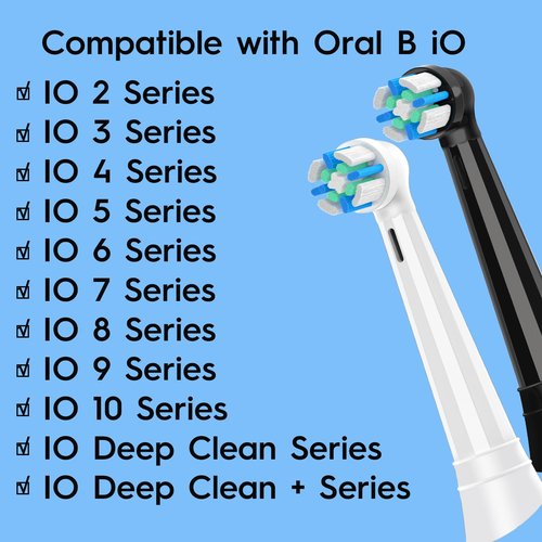 12 Count IO Replacement Heads Compatible with Oral B IO 2/3/4/5/6/7/8/9/10 Series Electric Toothbrushes, Medium Softness Brush Heads Compatible with Oral B iO for Teeth and Gums Care (Black White)