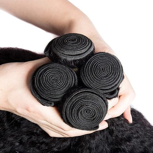 Yaki Straight Bundles Human Hair 28 Inch Kinky Straight Bundles #1B Natural Black Unprocessed Brazilian Virgin Weave Hair 1 Bundle 50 Gram Per Bundle