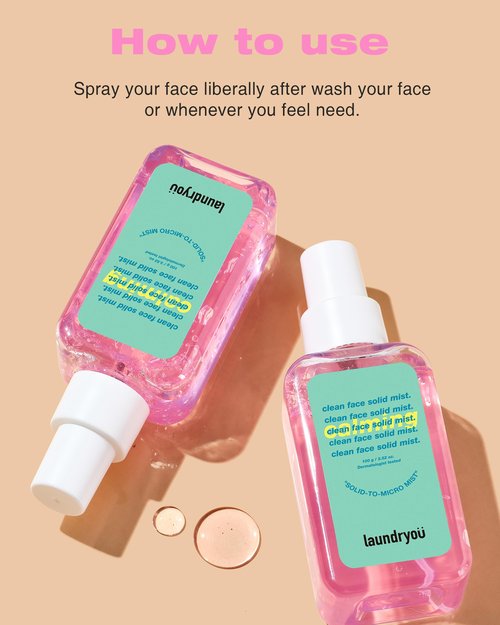 LAUNDRYOU Clean Face Solid Mist - Calming, Hydrating, and Moisturizing Gel-To-Mist Dermatologist Tested Hypoallergenic Facial Spray for Redness Relief and Soothing Irritated Skin - (3.38 fl. oz.)