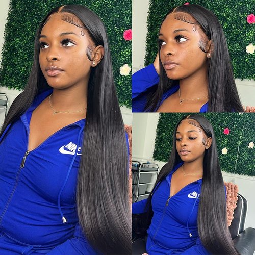 Luxvogue Straight Wave Human Hair Wig 4x4 Closure Glueless Wigs Human Hair Pre Plucked Pre Cut Lace Closure Glueless Wigs Elastic Band 200% Density Natural Color, 16 Inch