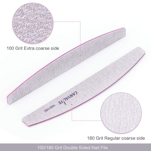 Canvalite 100 PCS Nail File Professional Nail Files Reusable Double Sided Emery Board(100/180 Grit) Nail Styling Tools for Home and Salon Use