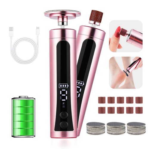 Rechargeable Callus Remover for Feet: Electric 2-in-1 Pedicure Tools - Foot File Grinder LCD Display 9 Adjustable Speeds 2 Sanding Heads 30 Sanding Paper
