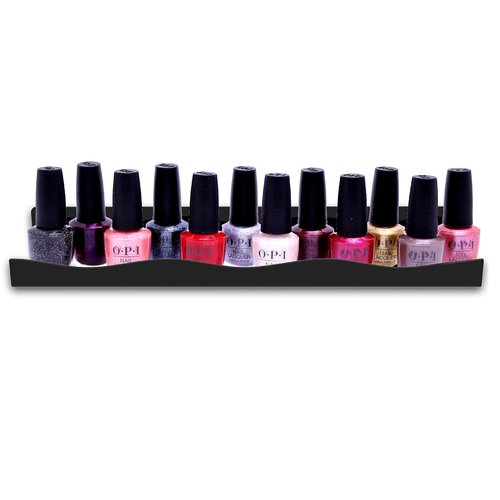 YMVV Black Acrylic Nail Polish Wall Racks,15" Increased Width Black Wall Mounted Shelves Nail Polish Organizer, Sunglasses Essential Oil Storage Shelf Display 6 Pack