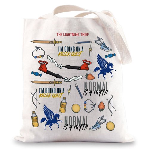 G2TUP Percy Movie Inspired Tote Bag Book Lover Tote Bag I’m Going On A Killer Quest Percy Fans Gift (I'm Going On TG)