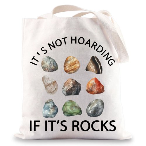 G2TUP Rockhounding Gifts Rock Collector Shoulder Bag Geologist Tote Bag It's Not Hoarding If It’s Rocks Lover Gift (Rock Tote Bag)