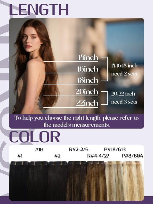Anrosa 16 Inch Long invisible tape in hair extensions for Women Light Brown with Platinum Blonde Invisible Silky Wide Tape in Extensions Human Hair 50G