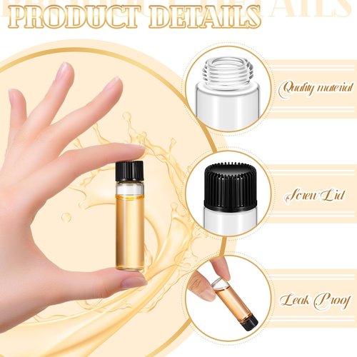 Lallisa 80 Pcs 7 ml Small Glass Vials with Screw Caps Anointing Oil Bottles with Plastic Stopper Mini Sample Clear Leakproof Glass Bottles for Liquids Aromatherapy Fragrance Lightweight Perfume Travel