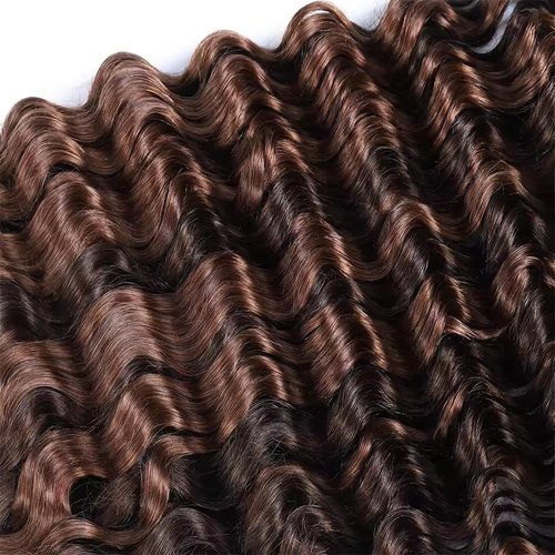 P430 Boho Hair for Braiding 16 16 16 Inch Deep Wave Bulk Brown Braiding Hair Deep Curly #30 Highlight Human Braiding Hair Extensions for Woman