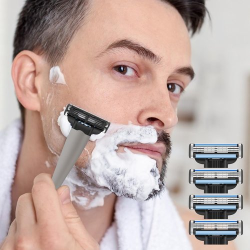 Razor Blade Refills for Men-24PCS Compatible with Mach 3 Razor Blades Refill Disposable Blade Manual Beard Trimmer Safety Replacement Shaver Heads Set