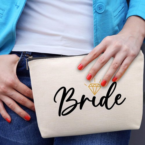Lcoanriut Bridal Shower Gifts for Bride Cosmetic Bag, Wedding Gifts Engagement Gifts for Her, Wedding Registry Gifts Ideas Bridal Party Gifts Bride To Be Gifts Cute Makeup Bag