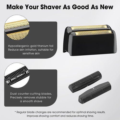 FX3 Shaver Replacement Head Compatible with BaByliss Pro FX3 Foil Shaver, Hypoallergenic Gold Foil, Black