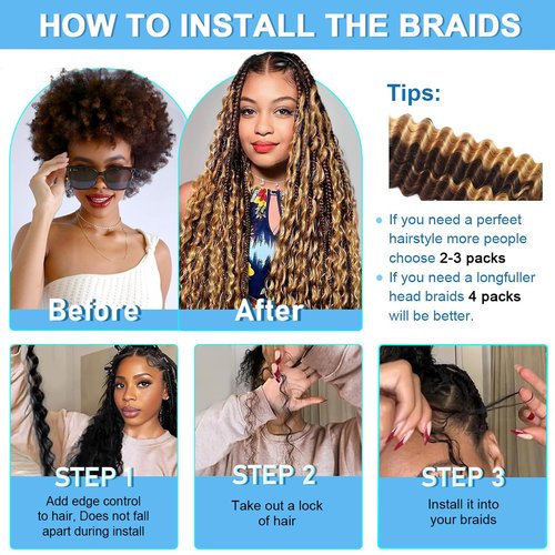CIFENDIN Human Braiding Hair For Boho Braids 110g Deep Wave Bulk Human Hair for Braiding Knotless 12A 100% Brazilian Virgin Hair Extensions Bulk Bohemian 3 Bundles Chocolate Brown 14 Inch