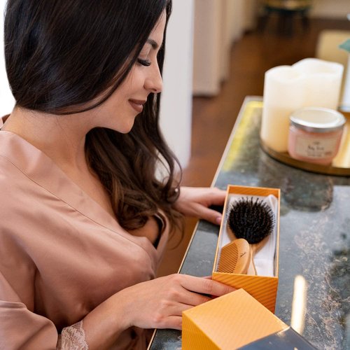 Belula Organically Care for Your Skin. Dry Brushing Body Brush Set and Boar Bristle Hair Brush Set. Restore Shine and Health to Your Skin and Untangle Knots