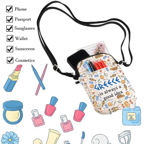 WCGXKO Greece Gift Surprise Trip Zipper Pouch Crossbody Bag - Greece Is Always A Good Idea (GREECE CR)