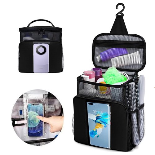 Dorm Room Essentials for Guys Girls,Quick Dry Mesh Shower Caddy Portable,Large Capacity black Shower Bag,Hanging Travel Toiletry Bag for Bathroom,Gym,Camping,Swimming,Travel,College Student Essentials