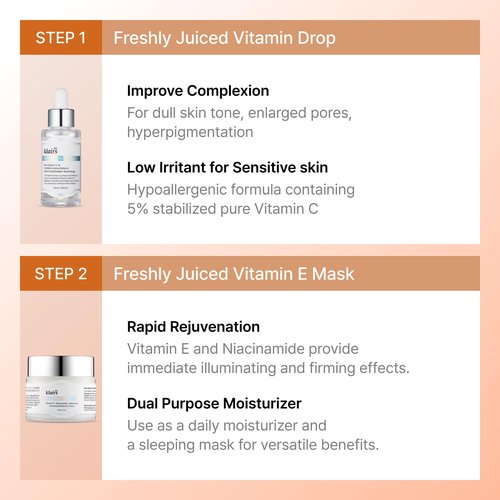 DearKlairs Ultimate Kit for Revitalizing Dull Skin, 2 Step Freshly Juiced vitamin Set, Vitamin Care Routine