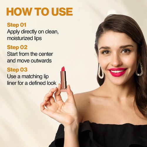 NOURISH MANTRA Creamy Matte Lipstick - Rani Kiss | Non-drying, Highly Pigmented Lipstick | Matte Finish | Enriched with Castor Oil & Vitamin E | 4 g